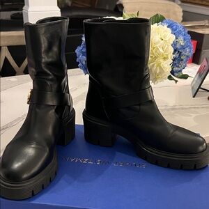 Stuart Weitzman Black SoHo Moto Boots